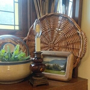 Pair of Decorative Amber Glass Candle Lamp - Home Accents